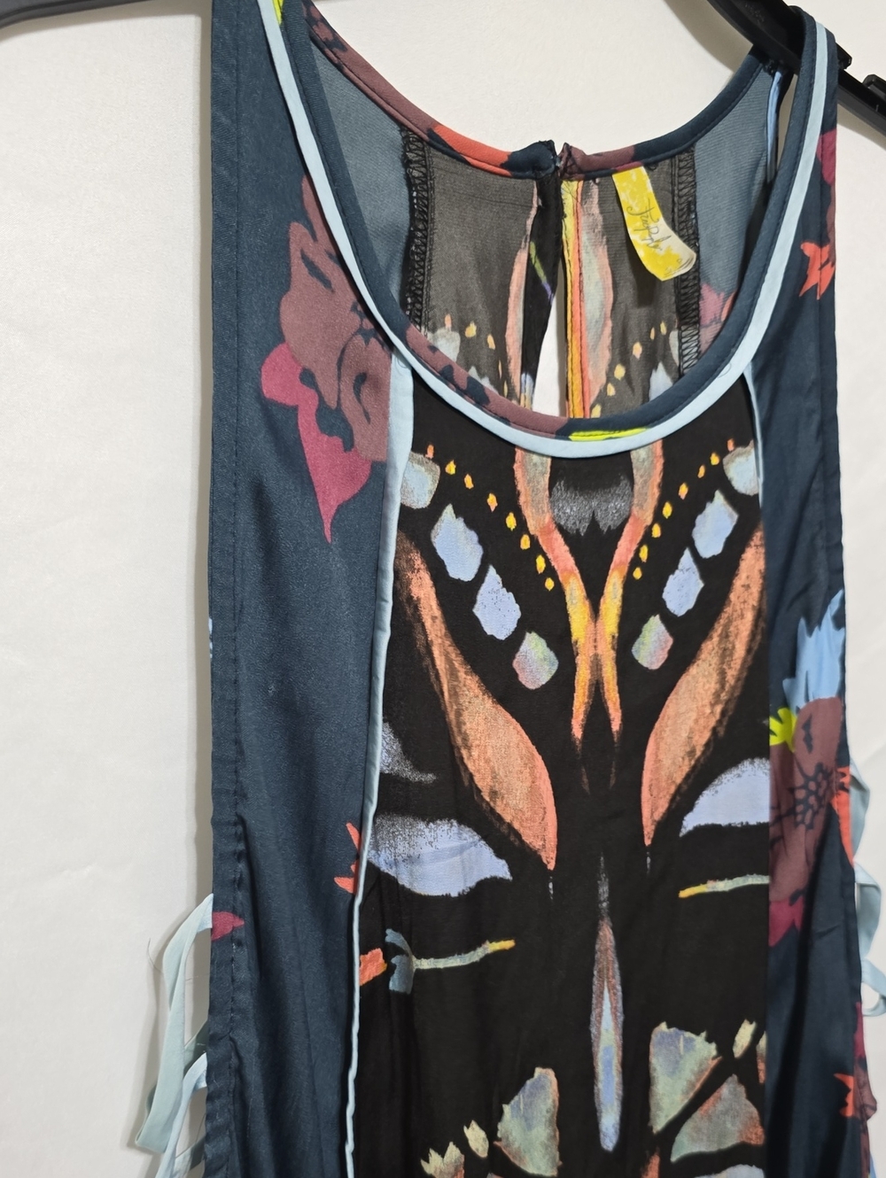 Free People Dream Free Printed Tunic Boho Halter Mini Dress Black Blue SP - Picture 3 of 11